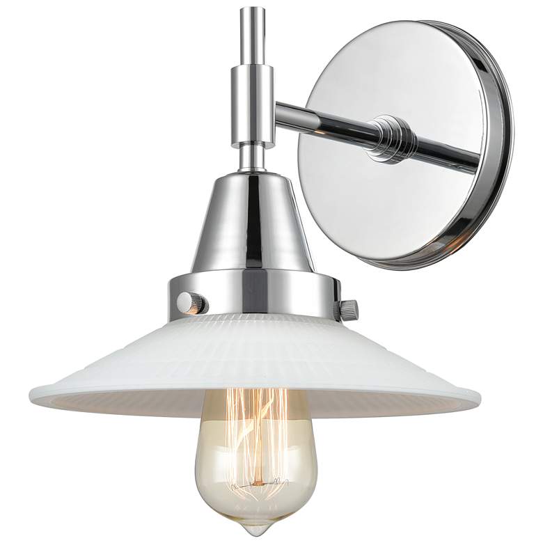 Image 1 Caden Halophane 7.25" High Chrome Sconce w/ Matte White Halophane Shad