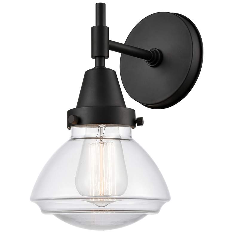 Image 1 Caden Olean 10.25" High Matte Black Sconce w/ Clear Shade