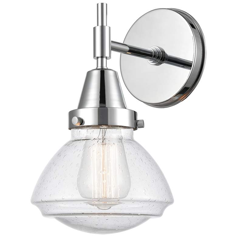 Image 1 Caden Olean 10.25" High Polished Chrome Sconce w/ Seedy Shade