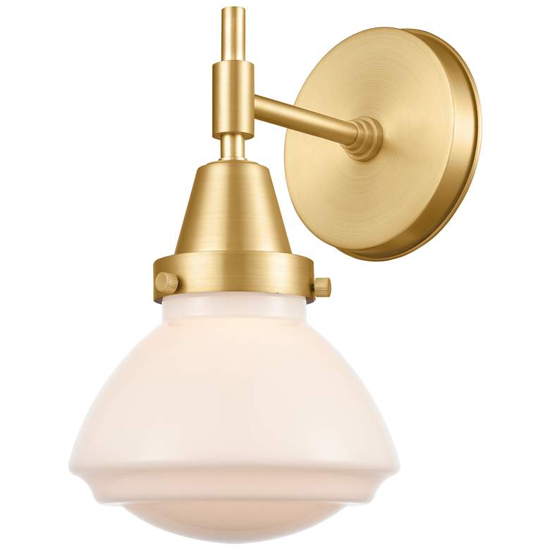Image 1 Caden Olean 10.25" High Satin Gold Sconce w/ Matte White Shade