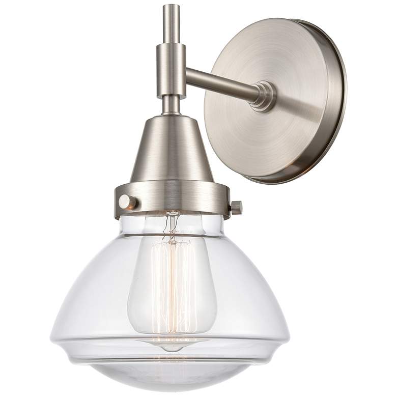 Image 1 Caden Olean 10.25" High Satin Nickel Sconce w/ Clear Shade