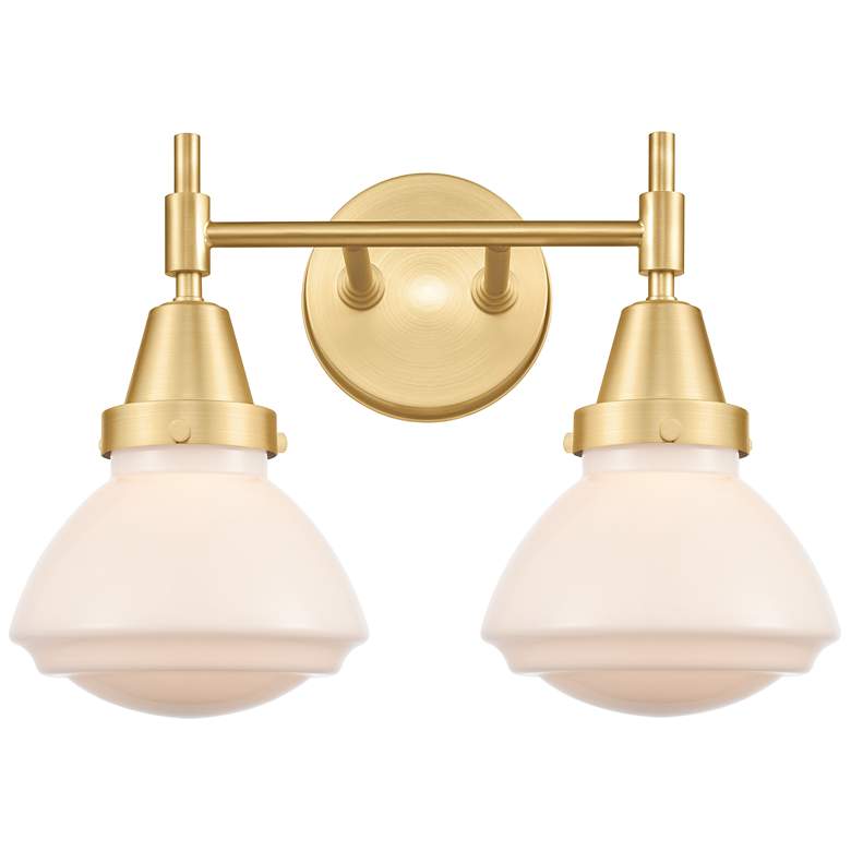 Image 1 Caden Olean 15.75" Wide 2 Light Gold Bath Vanity Light w/ Matte White