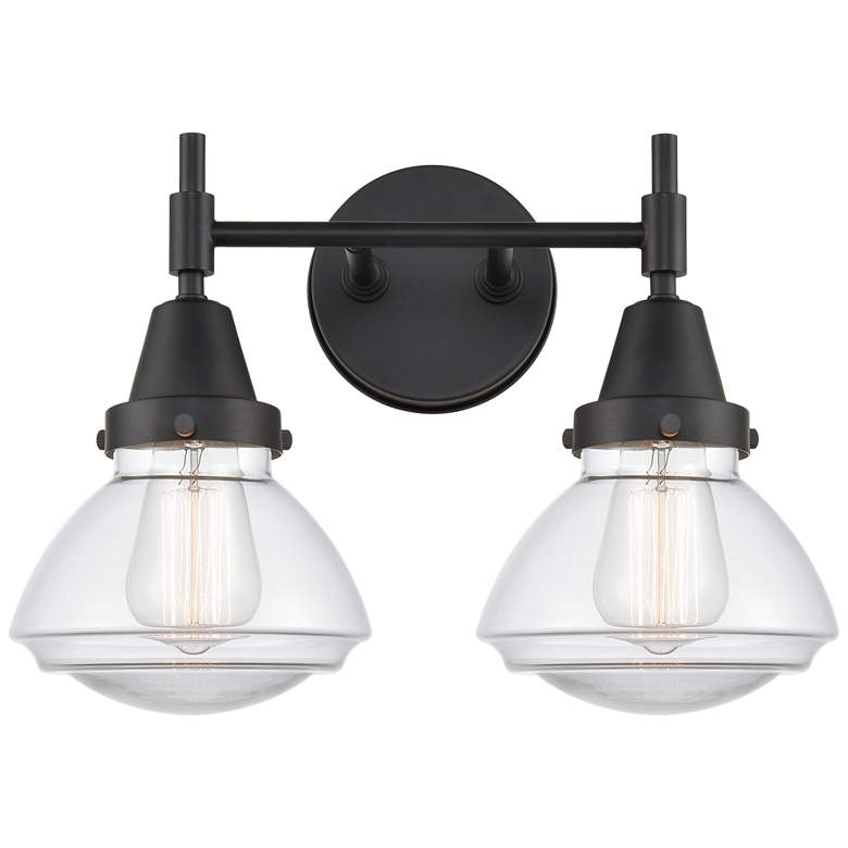 Image 1 Caden Olean 15.75"W 2 Light Matte Black Bath Vanity Light w/ Clear Sha