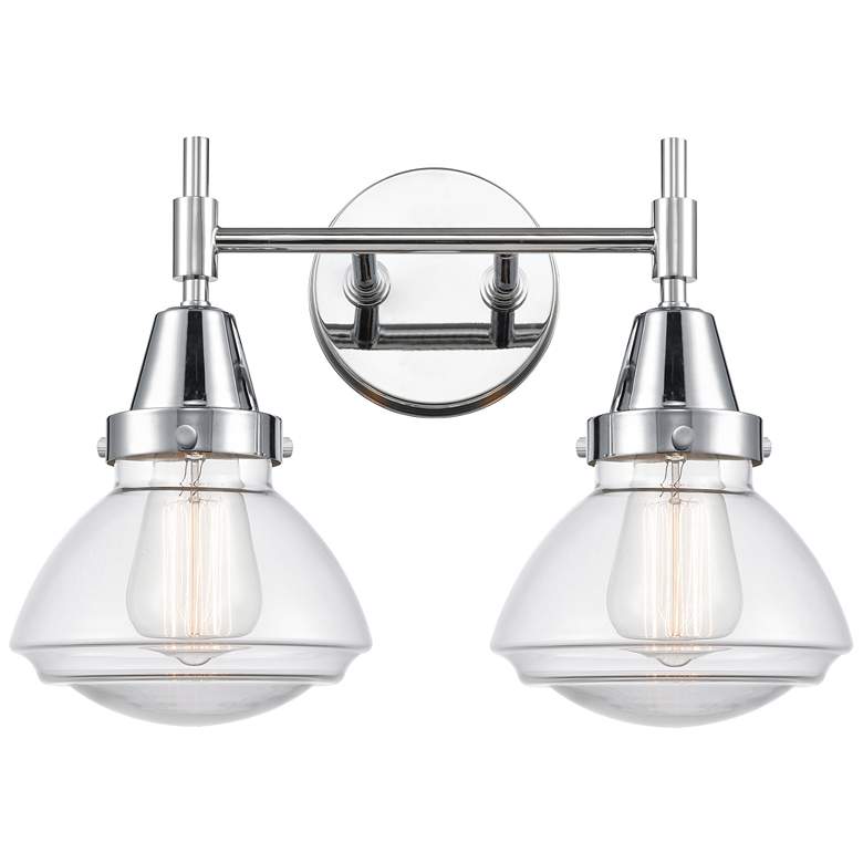 Image 1 Caden Olean 15.75"W 2 Light Polished Chrome Bath Light w/ Clear Shade