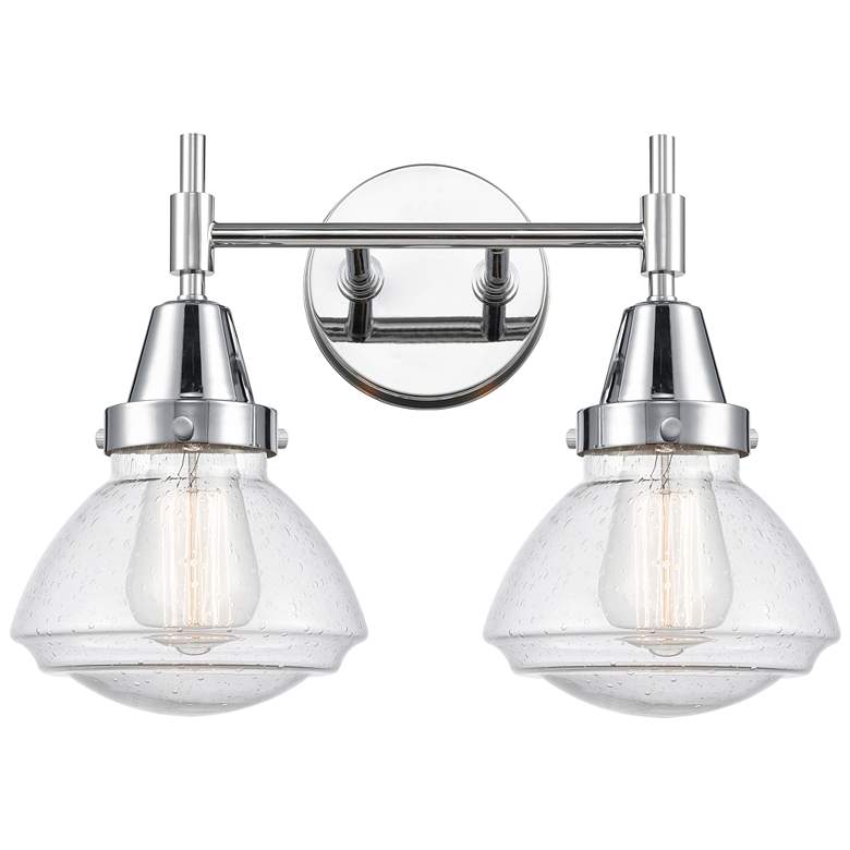 Image 1 Caden Olean 15.75"W 2 Light Polished Chrome Bath Light w/ Seedy Shade