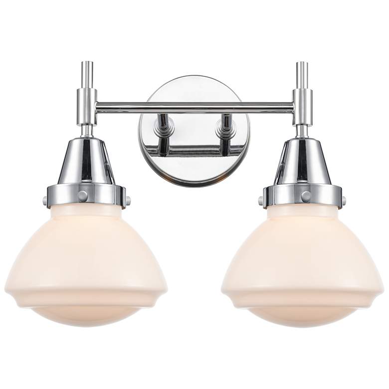 Image 1 Caden Olean 15.75"W 2 Light Polished Chrome Bath Light w/ White Shade