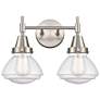 Caden Olean 15.75"W 2 Light Satin Nickel Bath Vanity Light w/ Seedy Sh