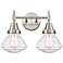 Caden Olean 15.75"W 2 Light Satin Nickel Bath Vanity Light w/ Seedy Sh