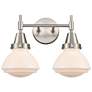 Caden Olean 15.75"W 2 Light Satin Nickel Bath Vanity Light w/ White Sh