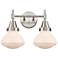 Caden Olean 15.75"W 2 Light Satin Nickel Bath Vanity Light w/ White Sh