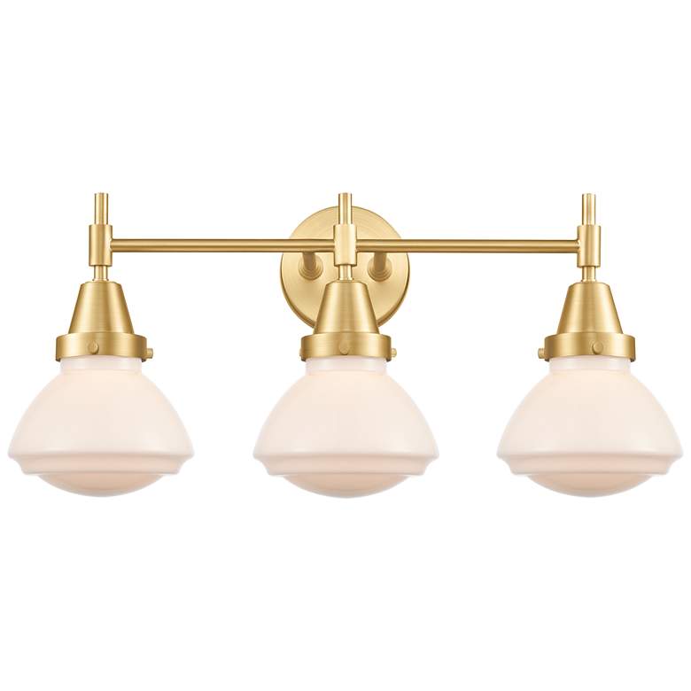 Image 1 Caden Olean 24.75" Wide 3 Light Gold Bath Vanity Light w/ Matte White