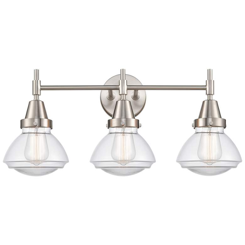 Image 1 Caden Olean 24.75"W 3 Light Satin Nickel Bath Vanity Light w/ Clear Sh