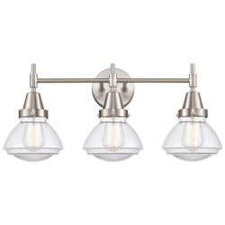 Caden Olean 24.75"W 3 Light Satin Nickel Bath Vanity Light w/ Clear Sh