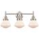 Caden Olean 24.75"W 3 Light Satin Nickel Bath Vanity Light w/ White Sh