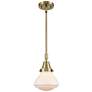 Caden Olean 6.75" Wide Antique Brass Stem Hung Mini Pendant w/ White S