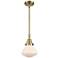 Caden Olean 6.75" Wide Antique Brass Stem Hung Mini Pendant w/ White S