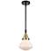 Caden Olean 6.75" Wide Black Brass Stem Hung Mini Pendant w/ White Sha