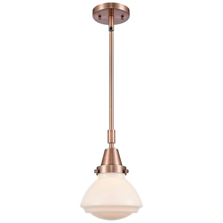 Image 1 Caden Olean 6.75" Wide Copper Stem Hung Mini Pendant w/ Matte White Sh