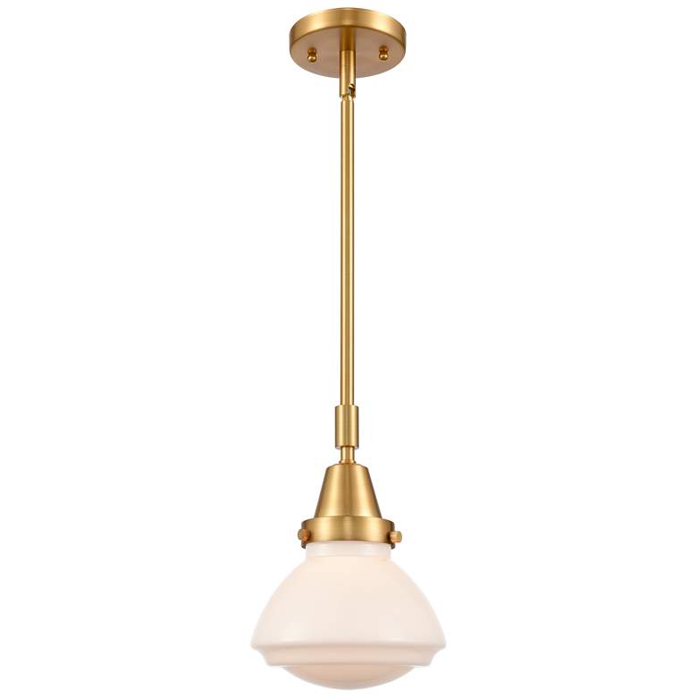 Image 1 Caden Olean 6.75" Wide Gold Stem Hung Mini Pendant w/ Matte White Shad