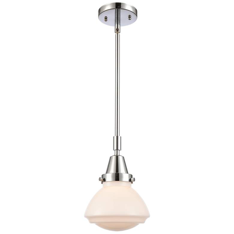 Image 1 Caden Olean 6.75"W Polished Chrome Stem Hung Mini Pendant w/ White Sha