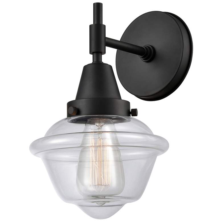 Image 1 Caden Oxford 11" High Matte Black Sconce w/ Clear Shade