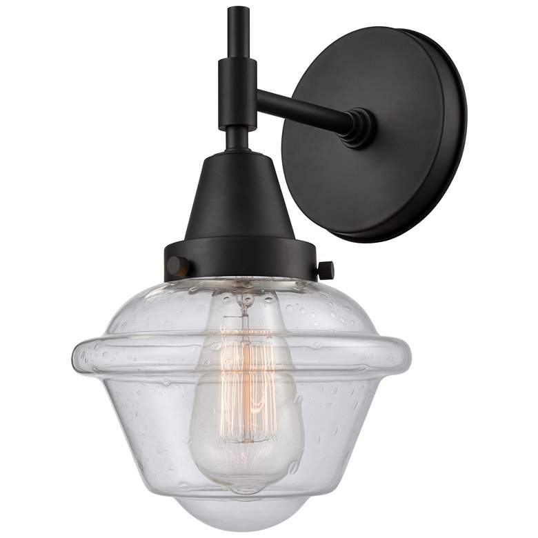 Image 1 Caden Oxford 11" High Matte Black Sconce w/ Seedy Shade