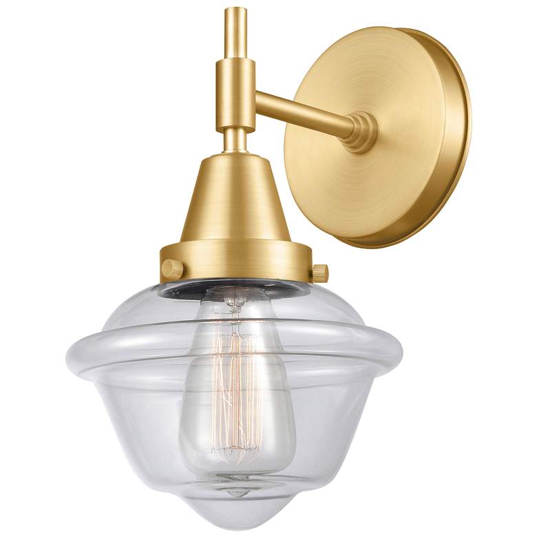 Image 1 Caden Oxford 11 inch High Satin Gold Sconce w/ Clear Shade