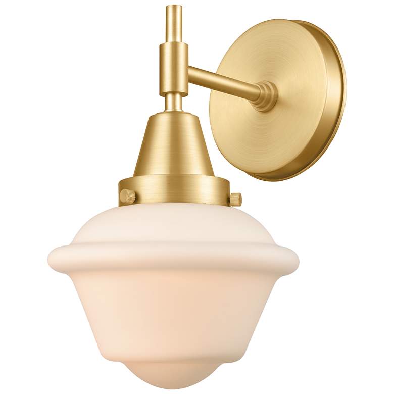 Image 1 Caden Oxford 11 inch High Satin Gold Sconce w/ Matte White Shade
