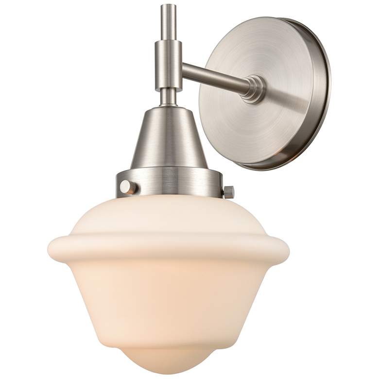 Image 1 Caden Oxford 11 inch High Satin Nickel Sconce w/ Matte White Shade