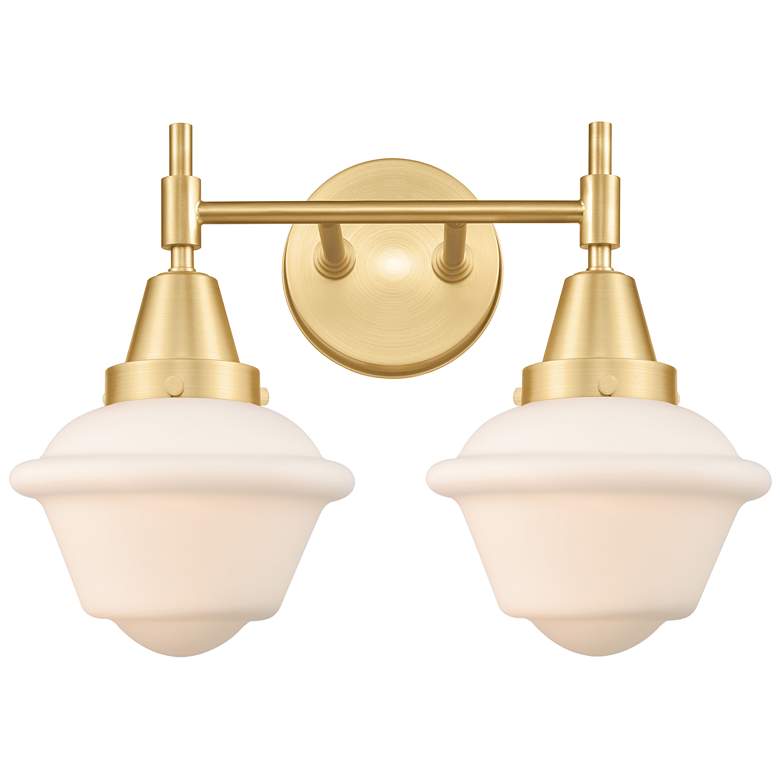 Image 1 Caden Oxford 16.5" Wide 2 Light Gold Bath Vanity Light w/ Matte White