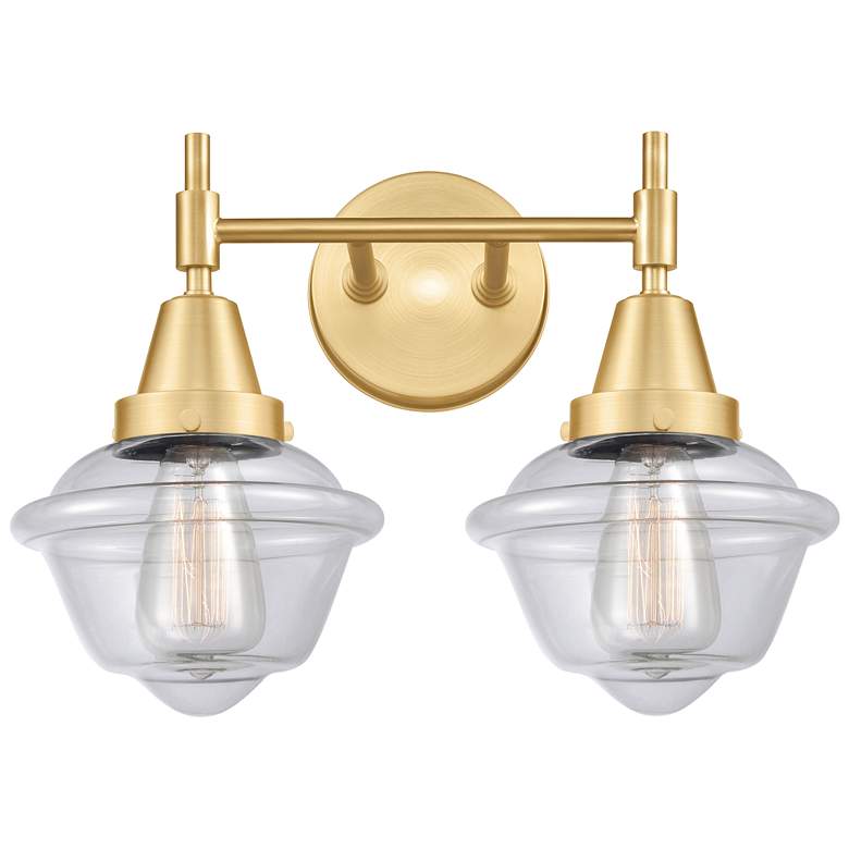 Image 1 Caden Oxford 16.5" Wide 2 Light Satin Gold Bath Vanity Light w/ Clear