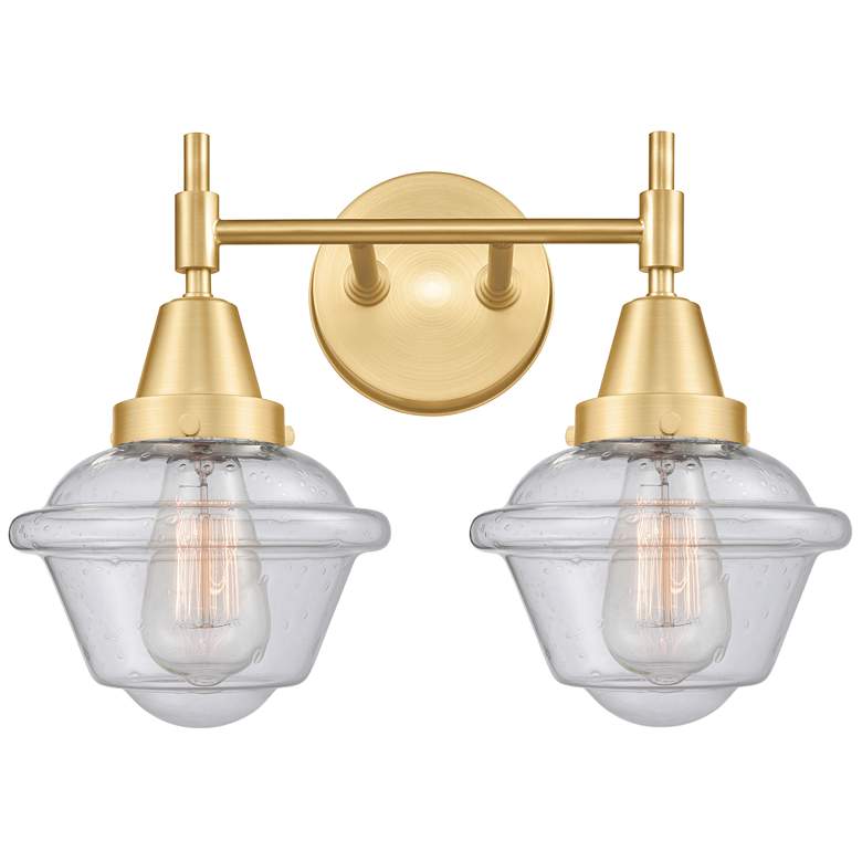 Image 1 Caden Oxford 16.5" Wide 2 Light Satin Gold Bath Vanity Light w/ Seedy