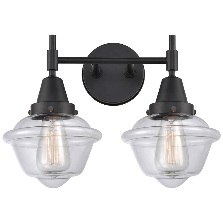 Image 1 Caden Oxford 16.5"W 2 Light Matte Black Bath Vanity Light w/ Clear Sha