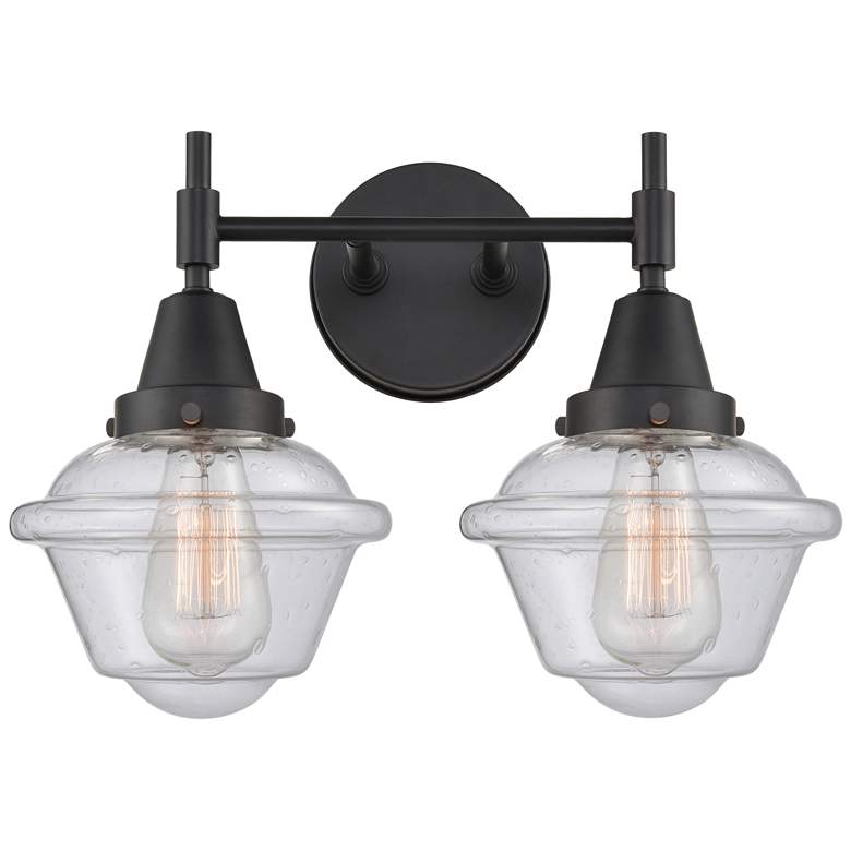 Image 1 Caden Oxford 16.5"W 2 Light Matte Black Bath Vanity Light w/ Seedy Sha