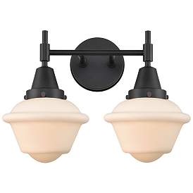 Image1 of Caden Oxford 16.5"W 2 Light Matte Black Bath Vanity Light w/ White Sha