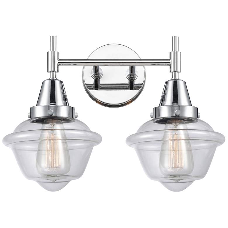 Image 1 Caden Oxford 16.5"W 2 Light Polished Chrome Bath Light w/ Clear Shade
