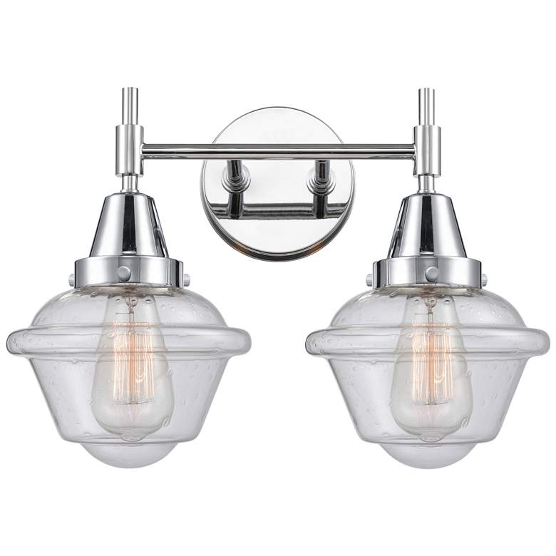Image 1 Caden Oxford 16.5"W 2 Light Polished Chrome Bath Light w/ Seedy Shade