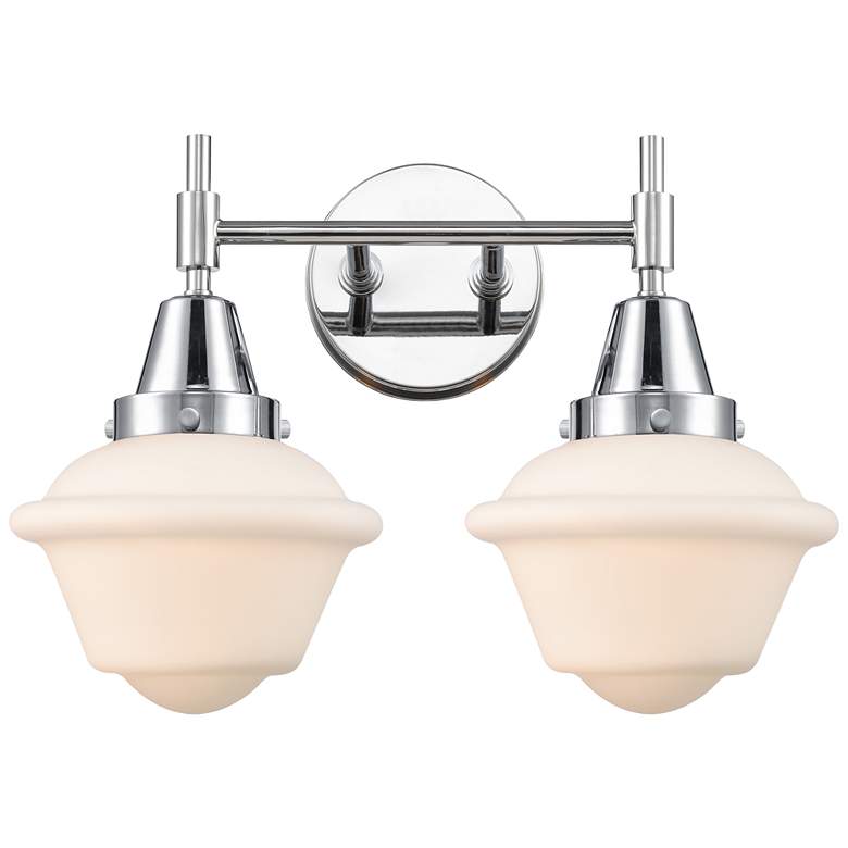 Image 1 Caden Oxford 16.5"W 2 Light Polished Chrome Bath Light w/ White Shade