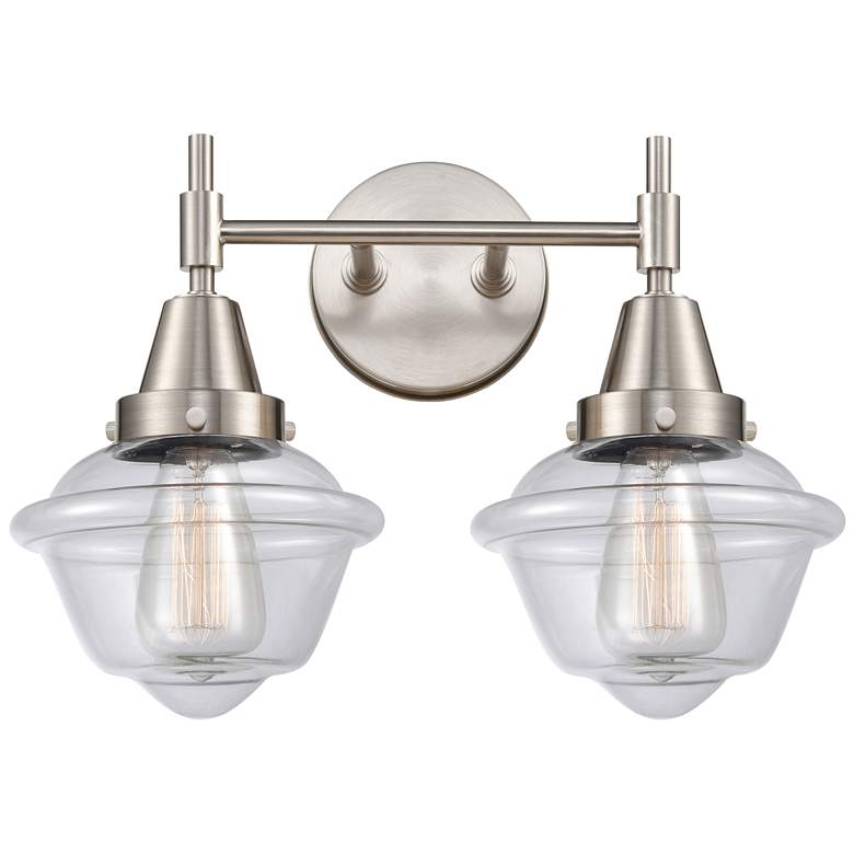 Image 1 Caden Oxford 16.5"W 2 Light Satin Nickel Bath Vanity Light w/ Clear Sh