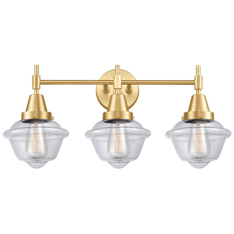 Image 1 Caden Oxford 25.5" Wide 3 Light Satin Gold Bath Vanity Light w/ Clear