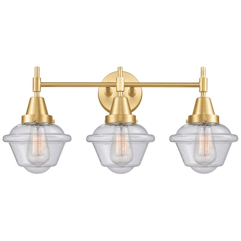 Image 1 Caden Oxford 25.5" Wide 3 Light Satin Gold Bath Vanity Light w/ Seedy
