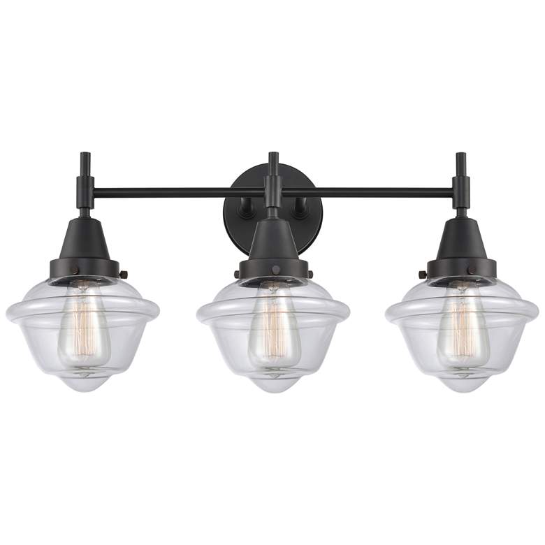 Image 1 Caden Oxford 25.5"W 3 Light Matte Black Bath Vanity Light w/ Clear Sha
