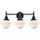 Caden Oxford 25.5"W 3 Light Matte Black Bath Vanity Light w/ White Sha