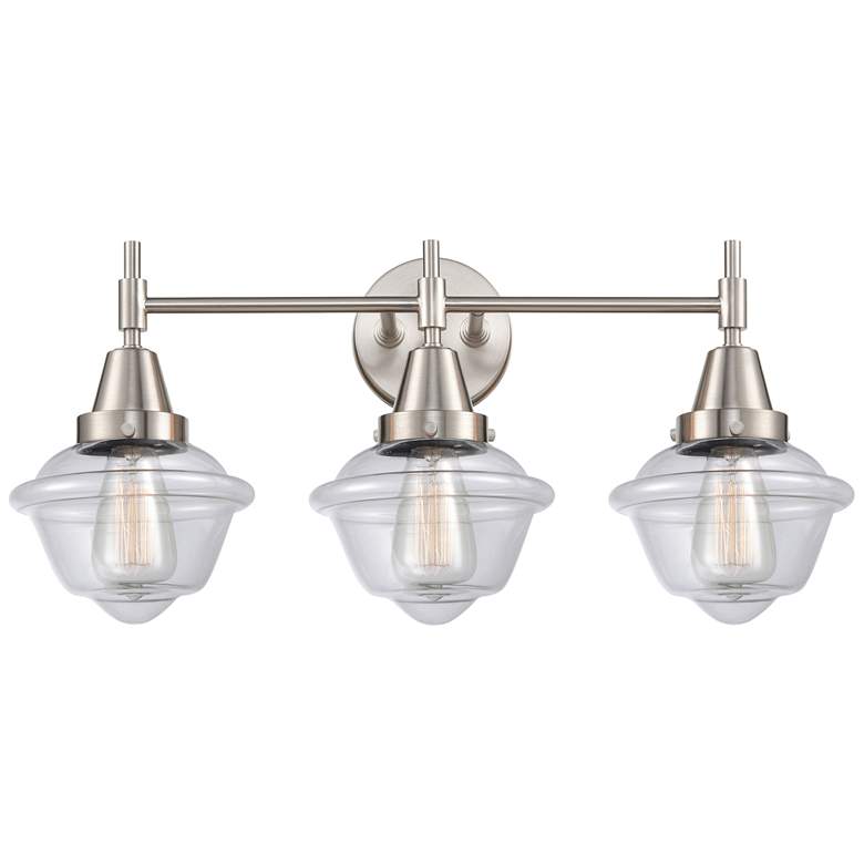 Image 1 Caden Oxford 25.5"W 3 Light Satin Nickel Bath Vanity Light w/ Clear Sh