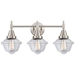 Caden Oxford 25.5"W 3 Light Satin Nickel Bath Vanity Light w/ Clear Sh