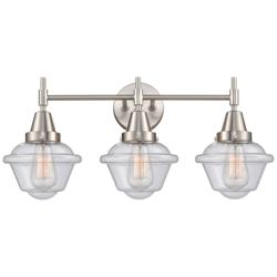 Caden Oxford 25.5"W 3 Light Satin Nickel Bath Vanity Light w/ Seedy Sh