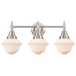 Caden Oxford 25.5"W 3 Light Satin Nickel Bath Vanity Light w/ White Sh