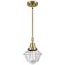 Caden Oxford 7.5" Wide Antique Brass Stem Hung Mini Pendant w/ Clear S