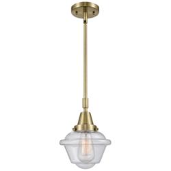 Caden Oxford 7.5" Wide Antique Brass Stem Hung Mini Pendant w/ Seedy S