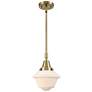 Caden Oxford 7.5" Wide Antique Brass Stem Hung Mini Pendant w/ White S
